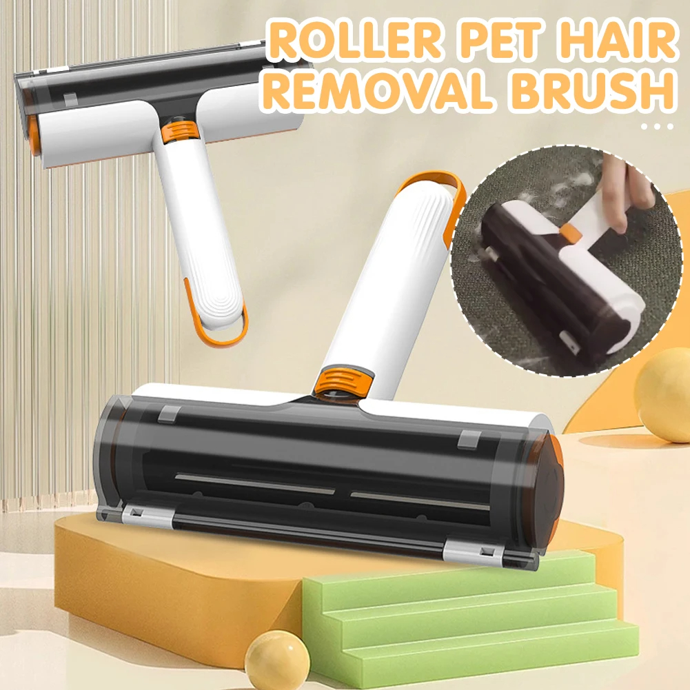 Supplier catalog image of the white and orange pet hair roller shown from two angles